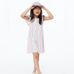 H&M Mint green/striped Cotton Jersey Dress